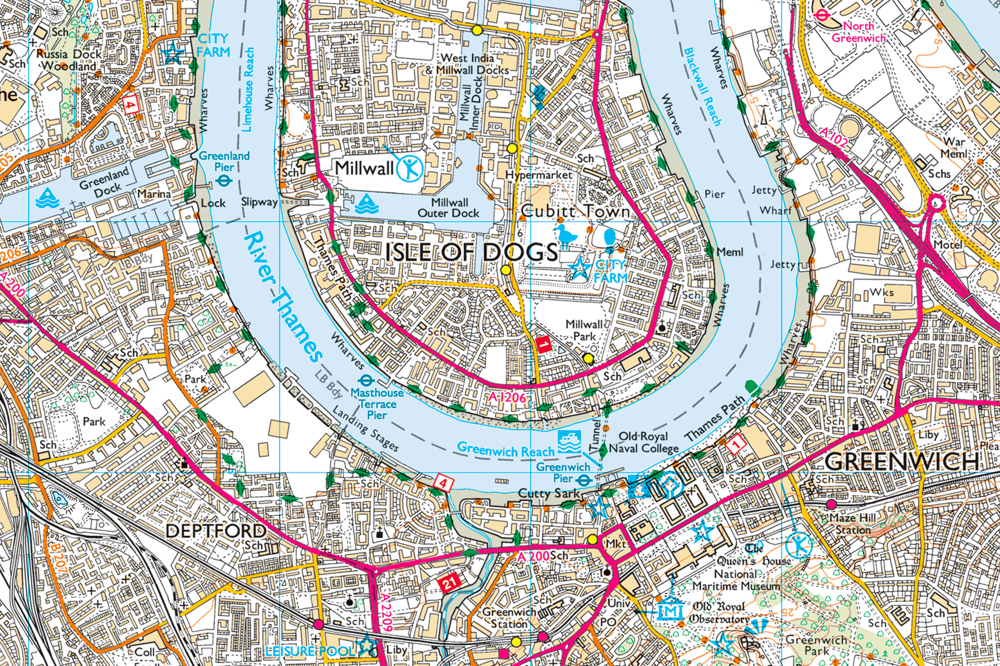 Map of Deptford using 1:25 000 Scale Colour Raster