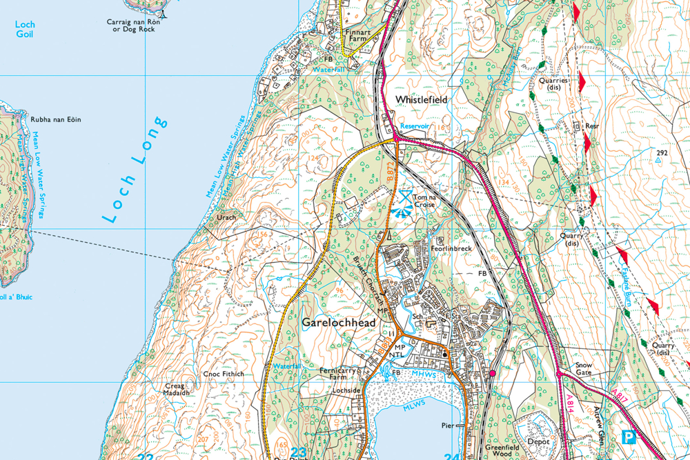 Map of Garelochhead using 1:25 000 Scale Colour Raster