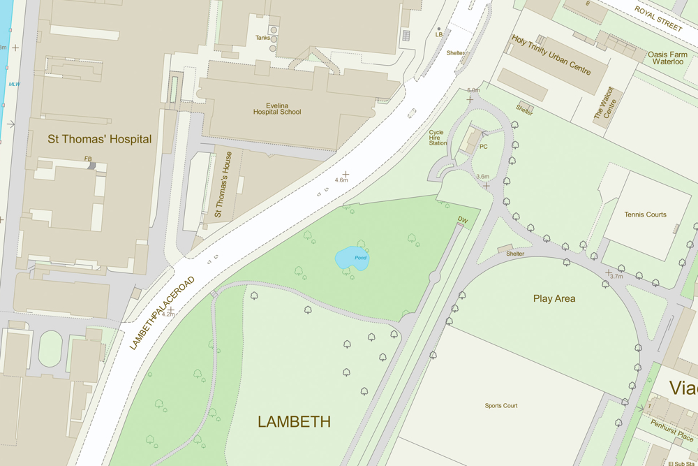 OS MasterMap Lambeth topography