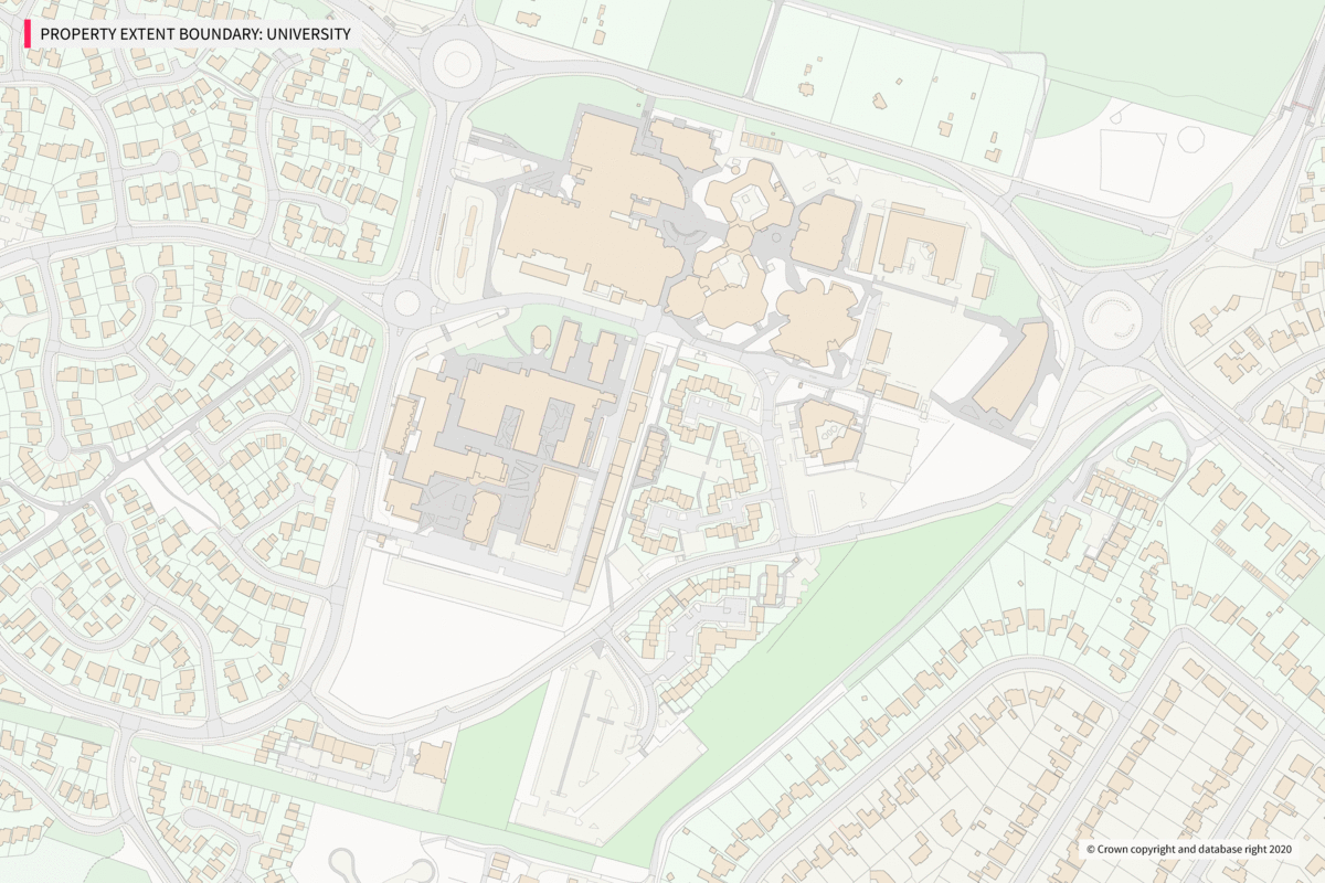 Property extent boundary: University