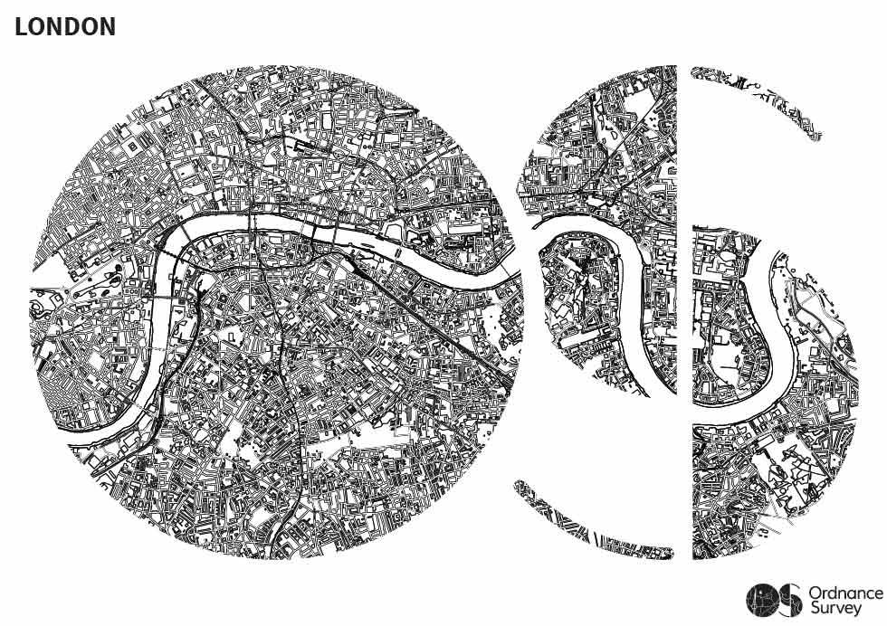 London map in OS logo
