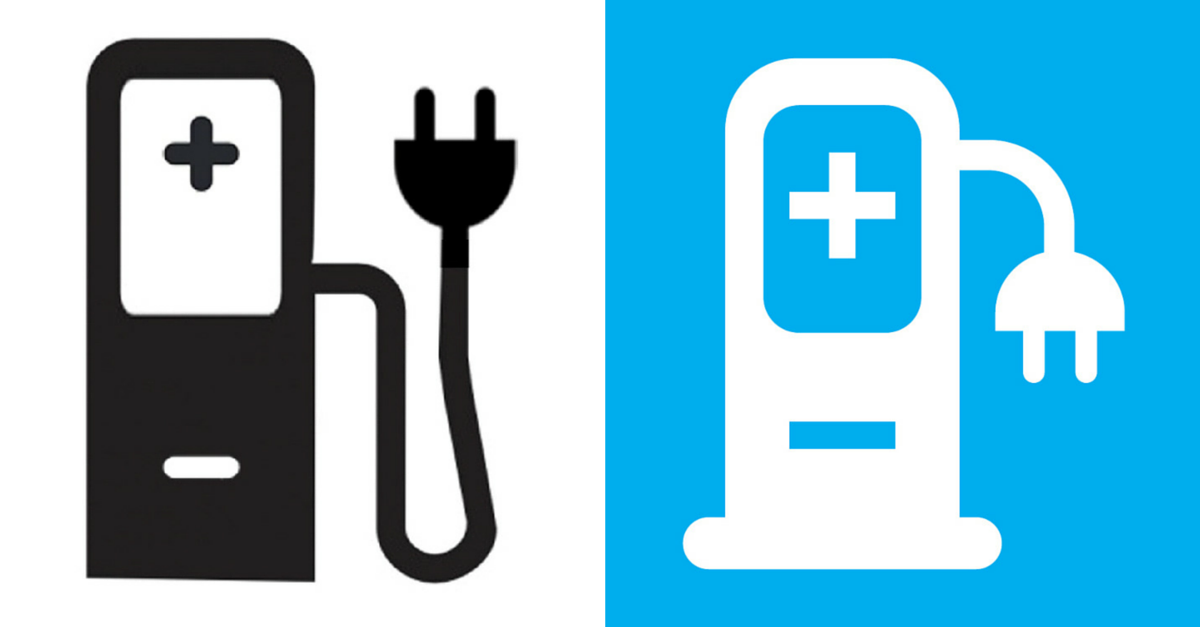 New icon for electric car charging point