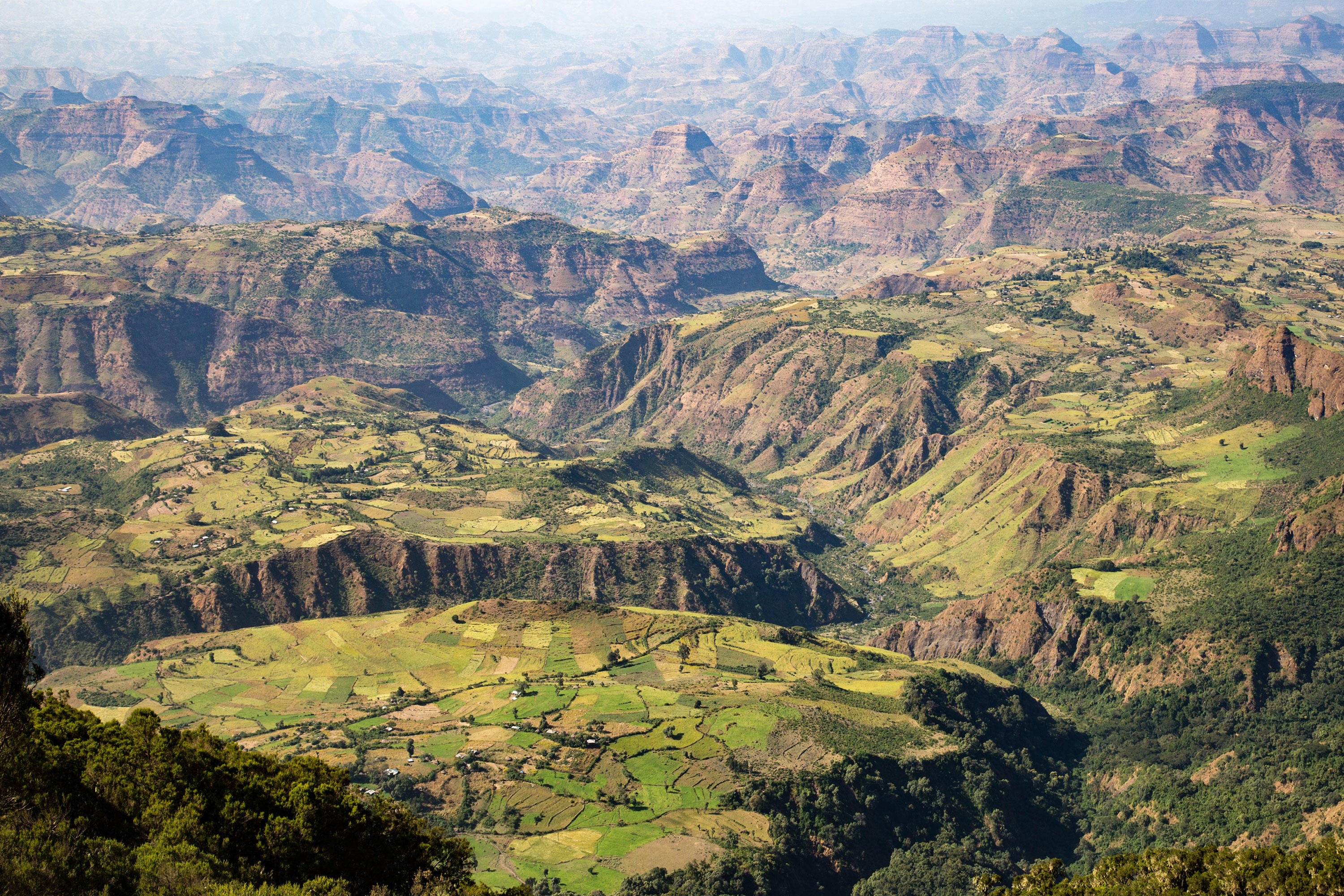 Mountain range and valleys in Ethiopia