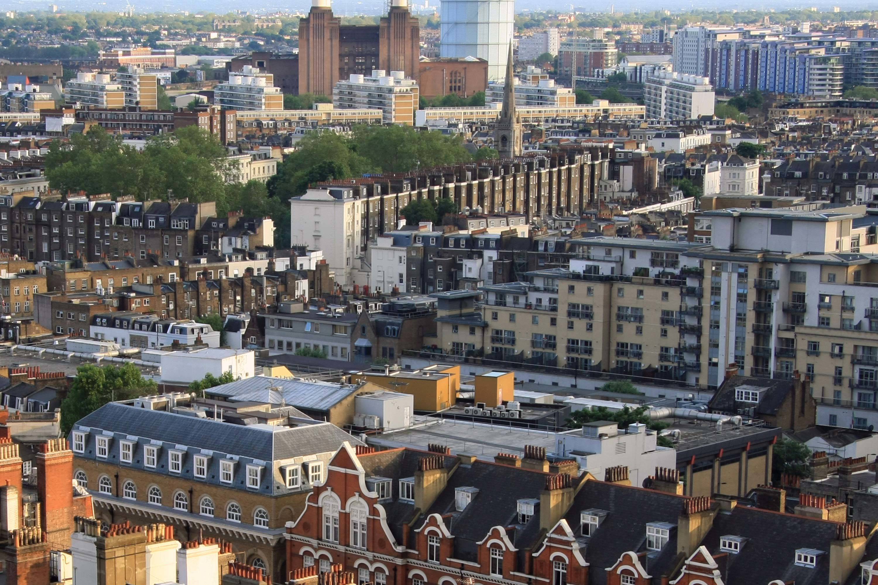 Aerial view of dwellings in London