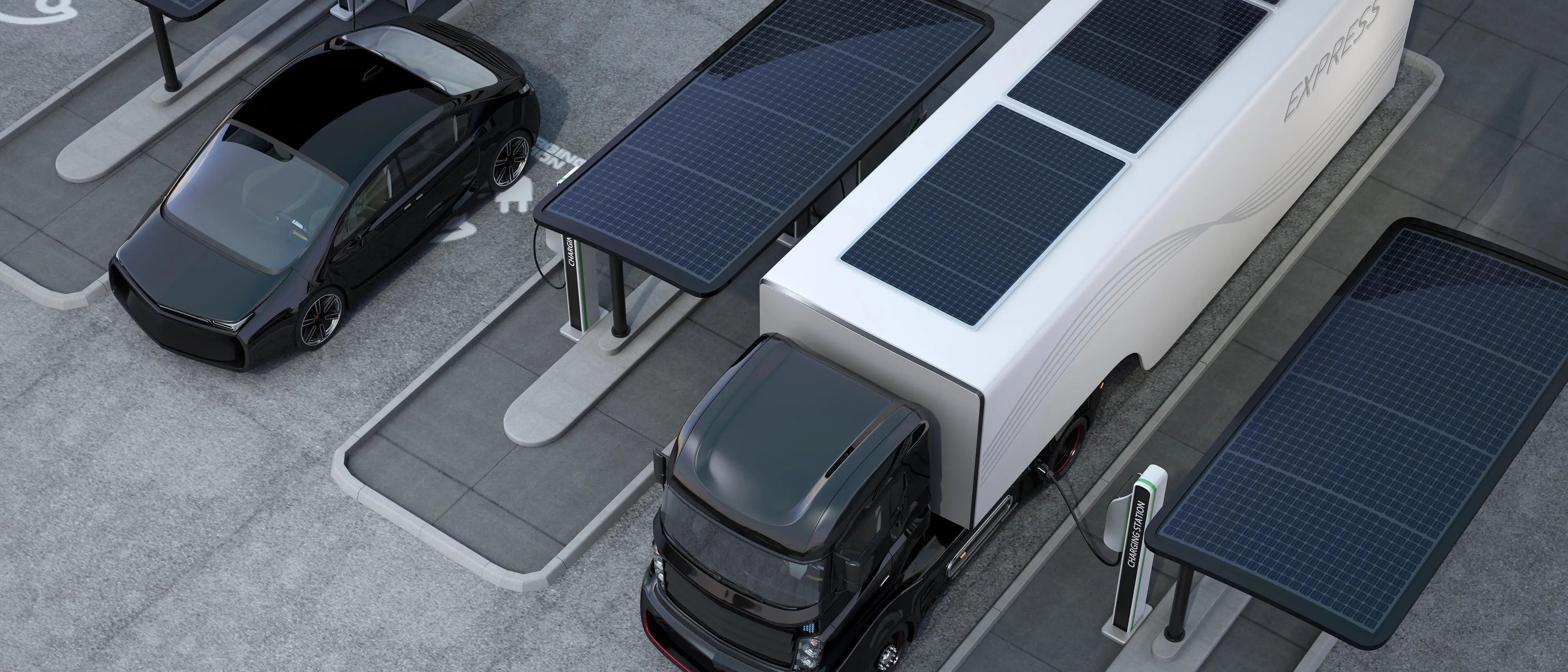 Electric cars at fuel station