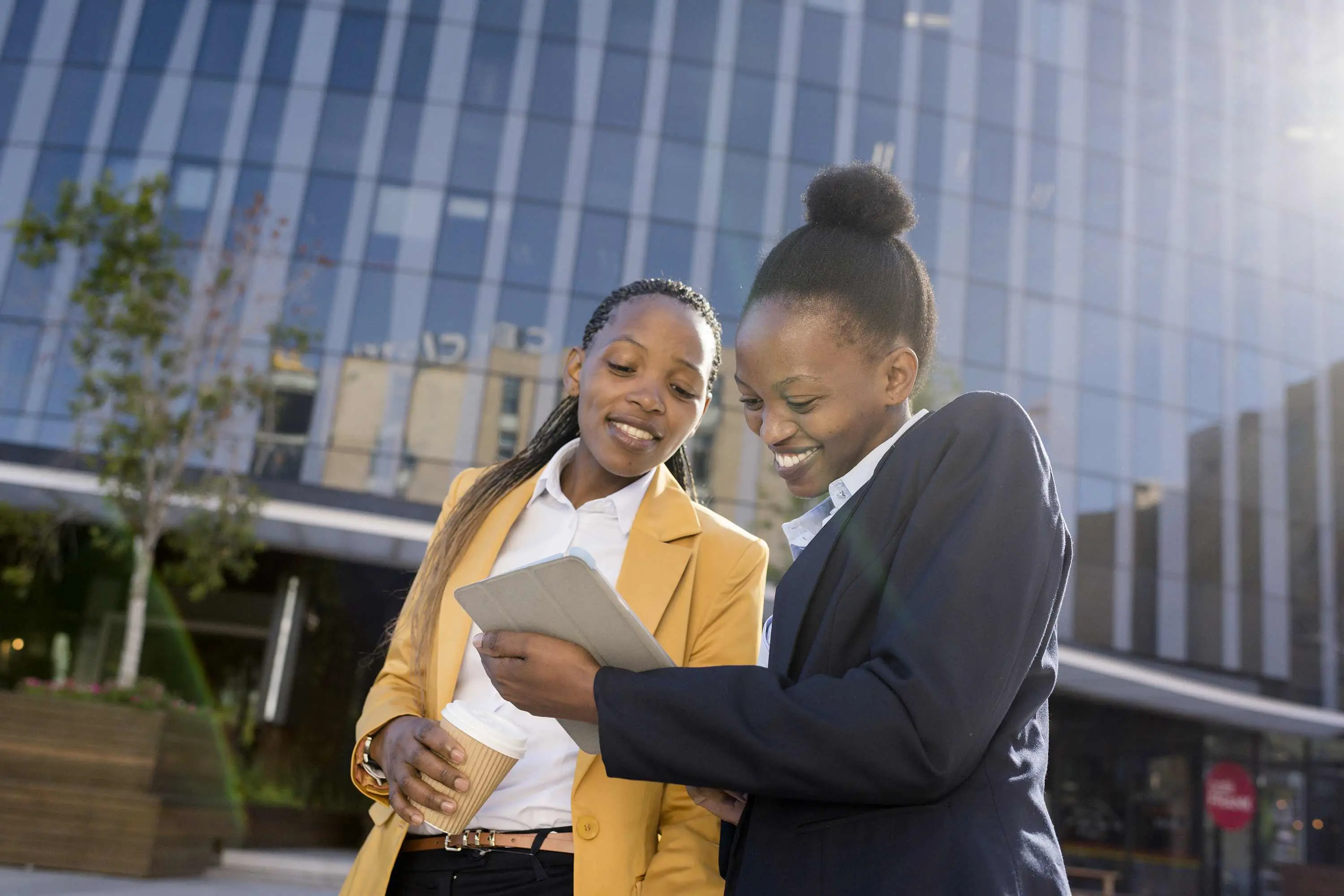 Two women on a device