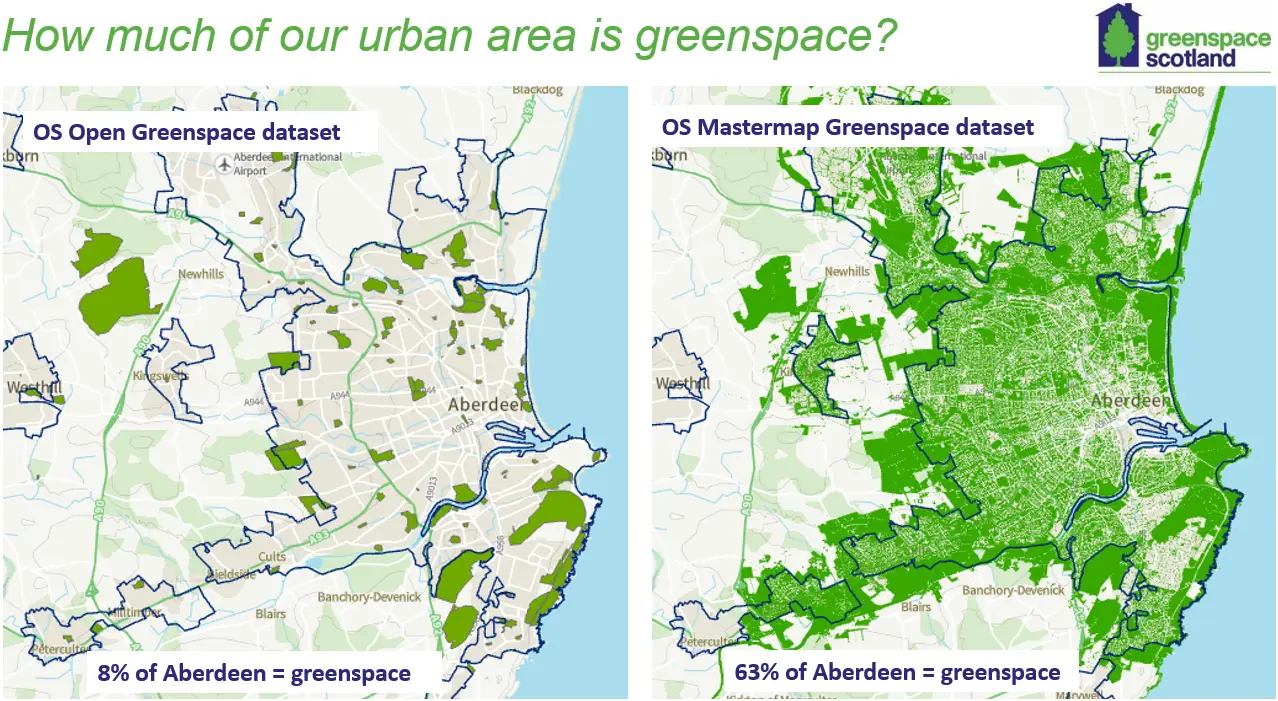 Greenspace data in Aberdeen