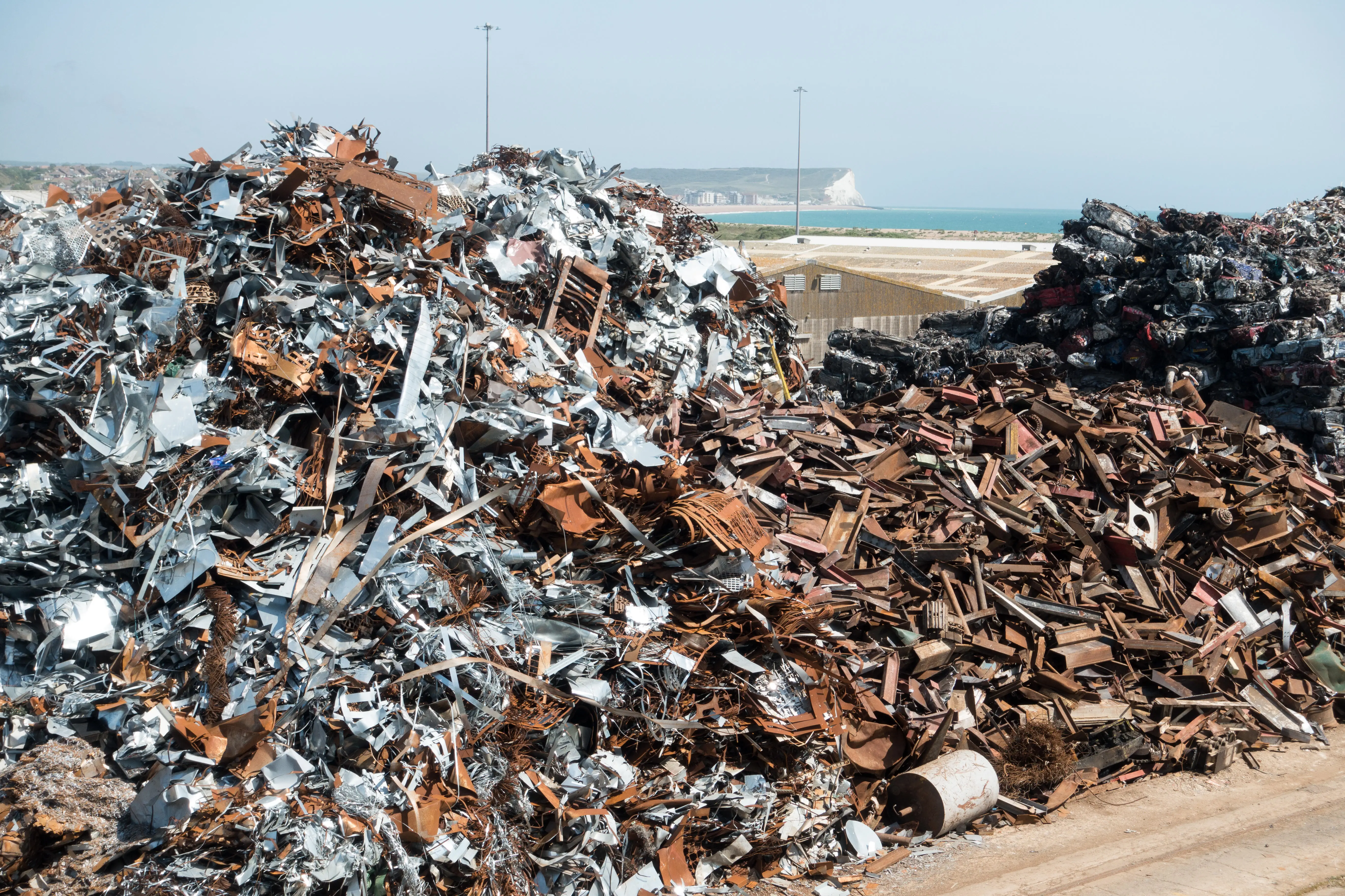 A large pile of metal waste