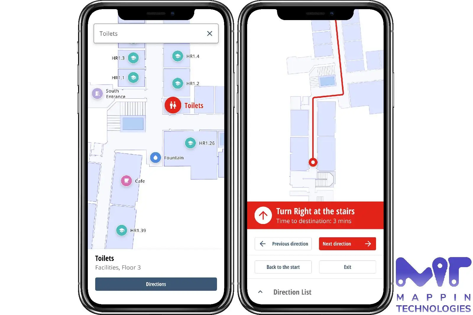 iPhone mockups of indoor mapping