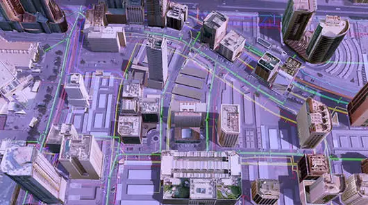 Overhead model of a city landscape