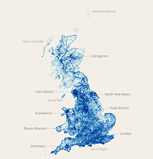Blue map of Great Britain