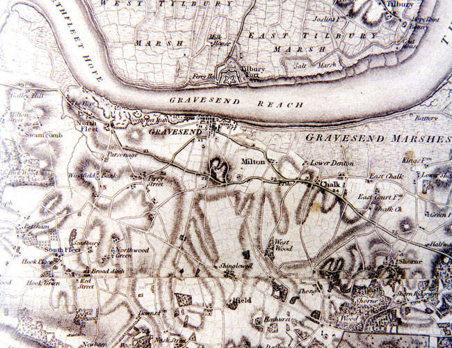 A section of the 1801 map of Kent.