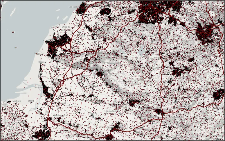 Contour, Local Buildings, Names and Roads extracted from OS Open Zoomstack.