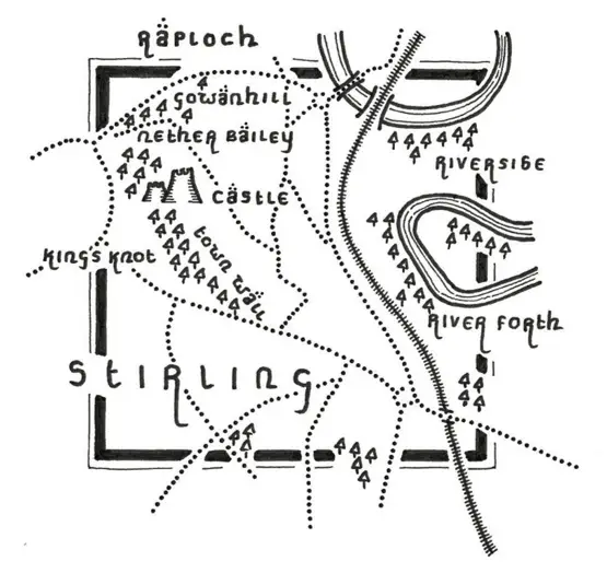 Map in pen with pencil erased.