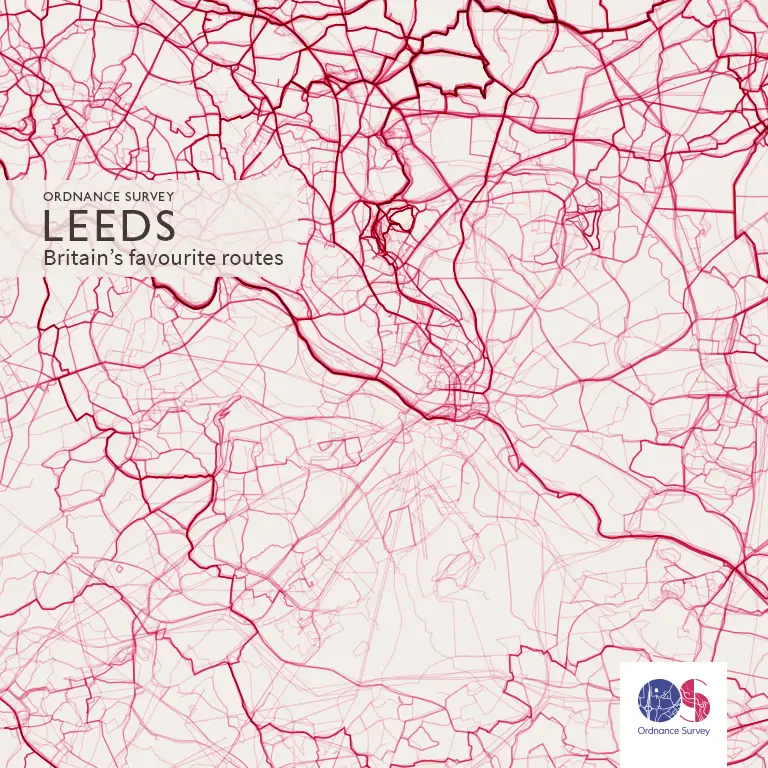 OS Maps routes visualised for Leeds