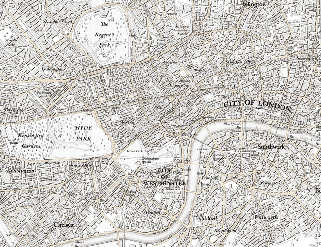 Chris used current OS data to recreate a 19th century style map
