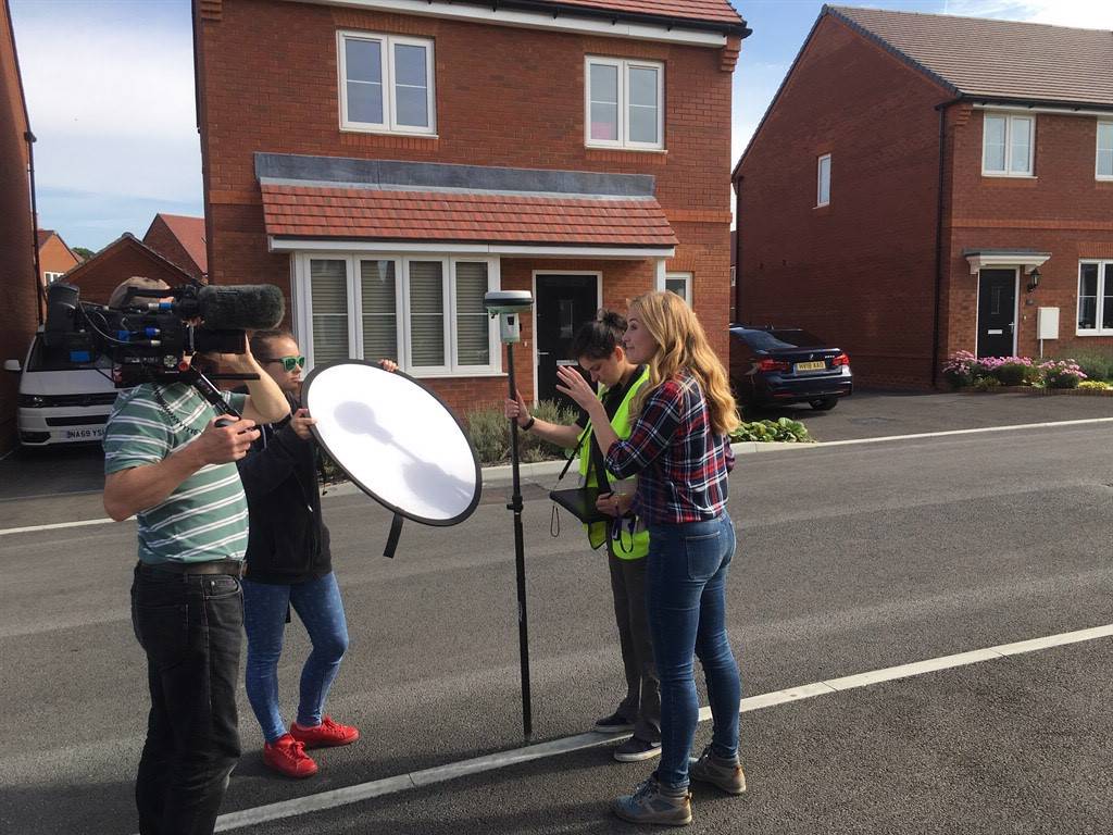 Photo of Sarah being filmed for Cbeebies.