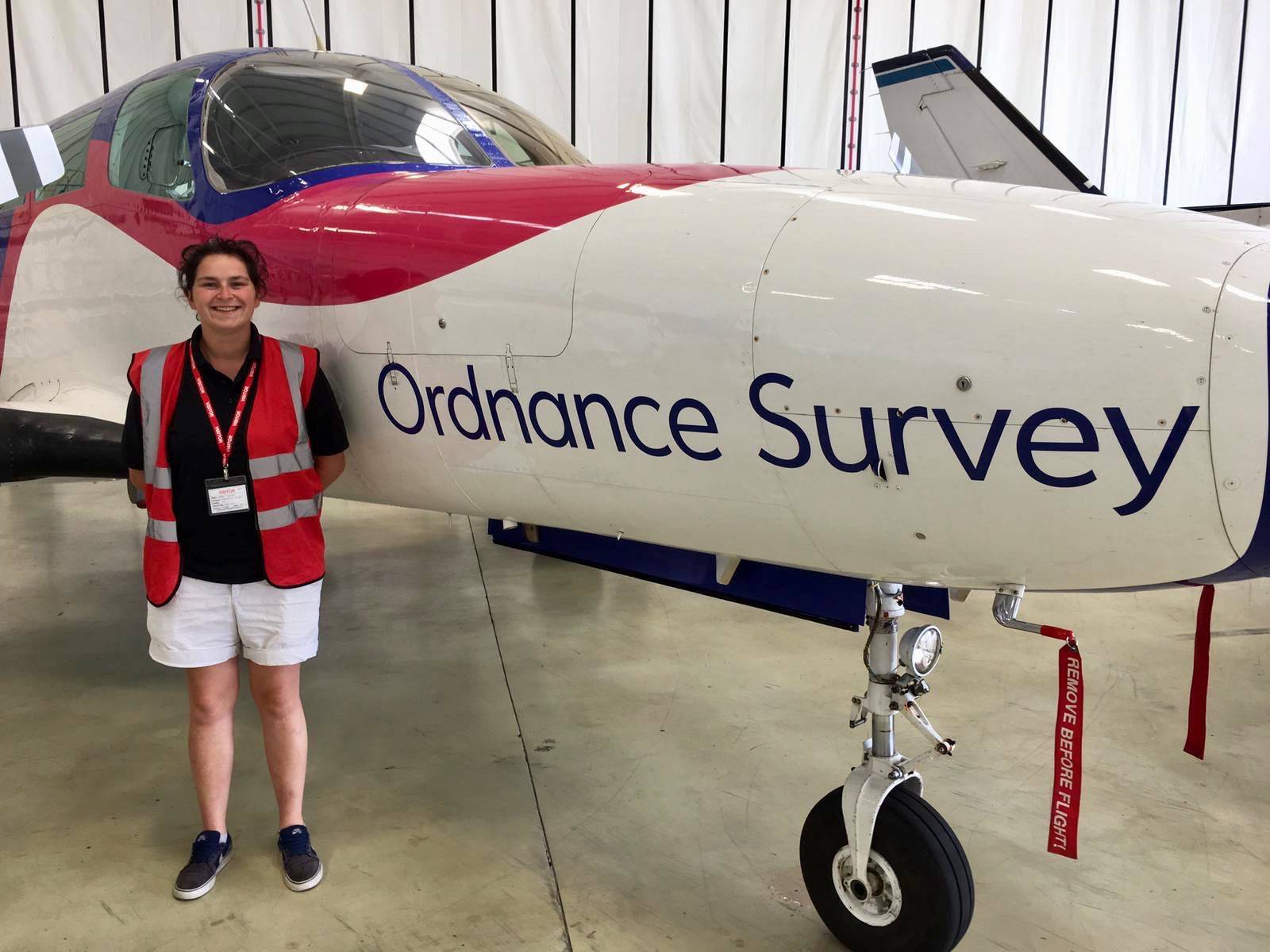 Photo of Sarah visiting the flying team.