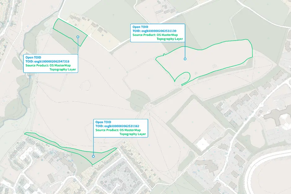 Topographic Identifier (TOID) mapping image.