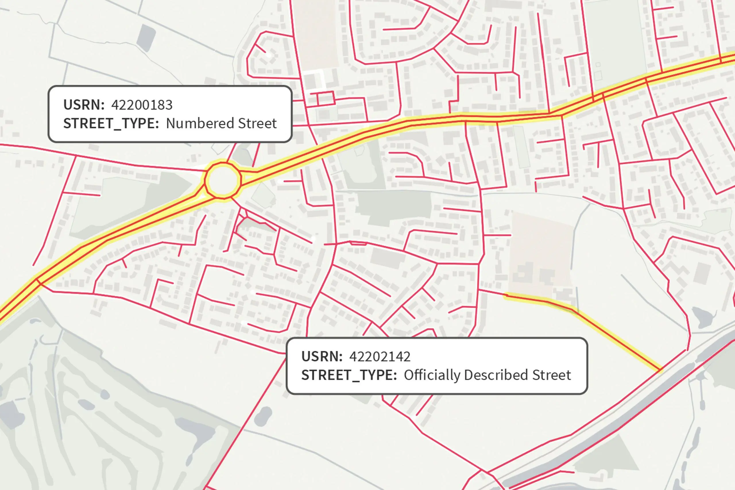 Unique Street Reference Number (USRN) mapping image.