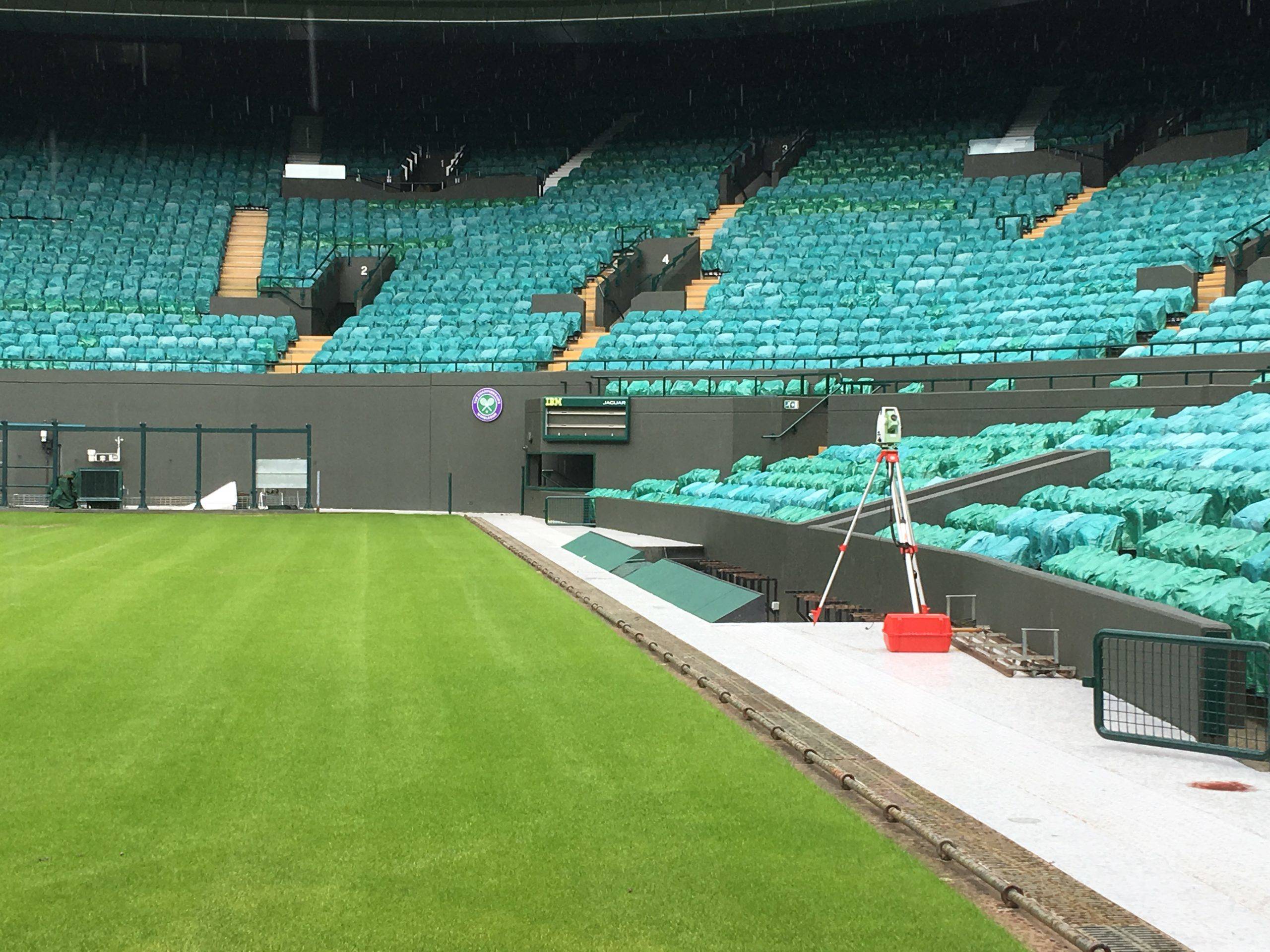 Wimbledon No. 1 Court being surveyed