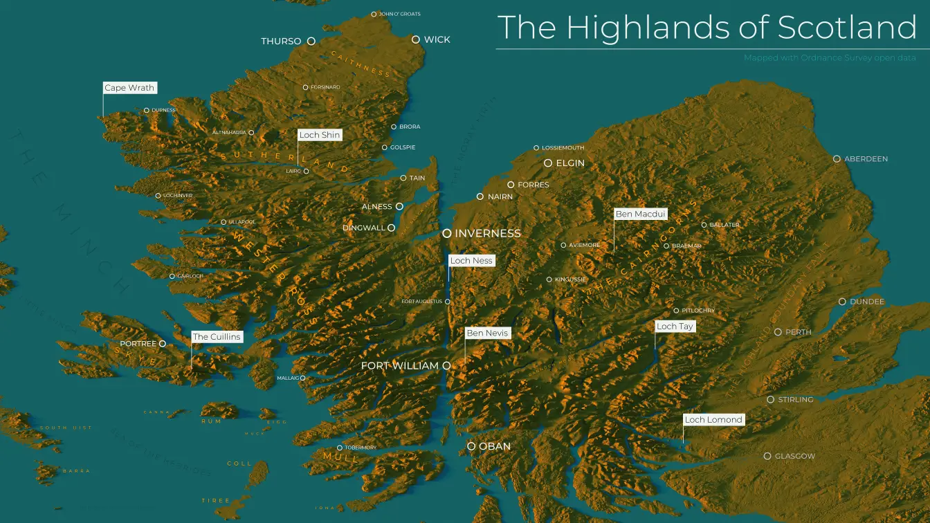 Highlands of Scotland data visualisation.