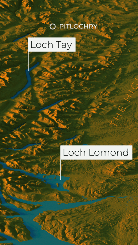 Extract of Alasdair Rae's Highlands map showing Loch Lomond area