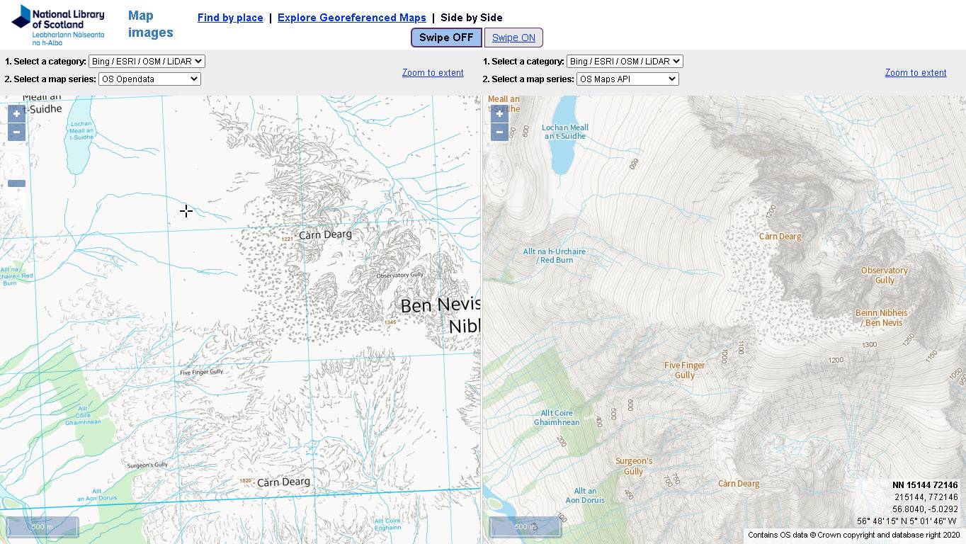 Comparing Open Map Local to the new OS Maps API for Ben Nevis
