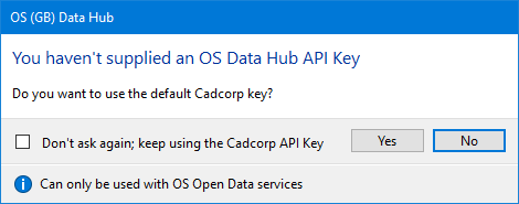 OS Data Hub API key screenshot
