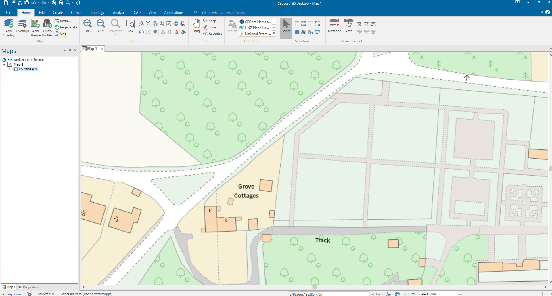 OS Maps API road screenshot