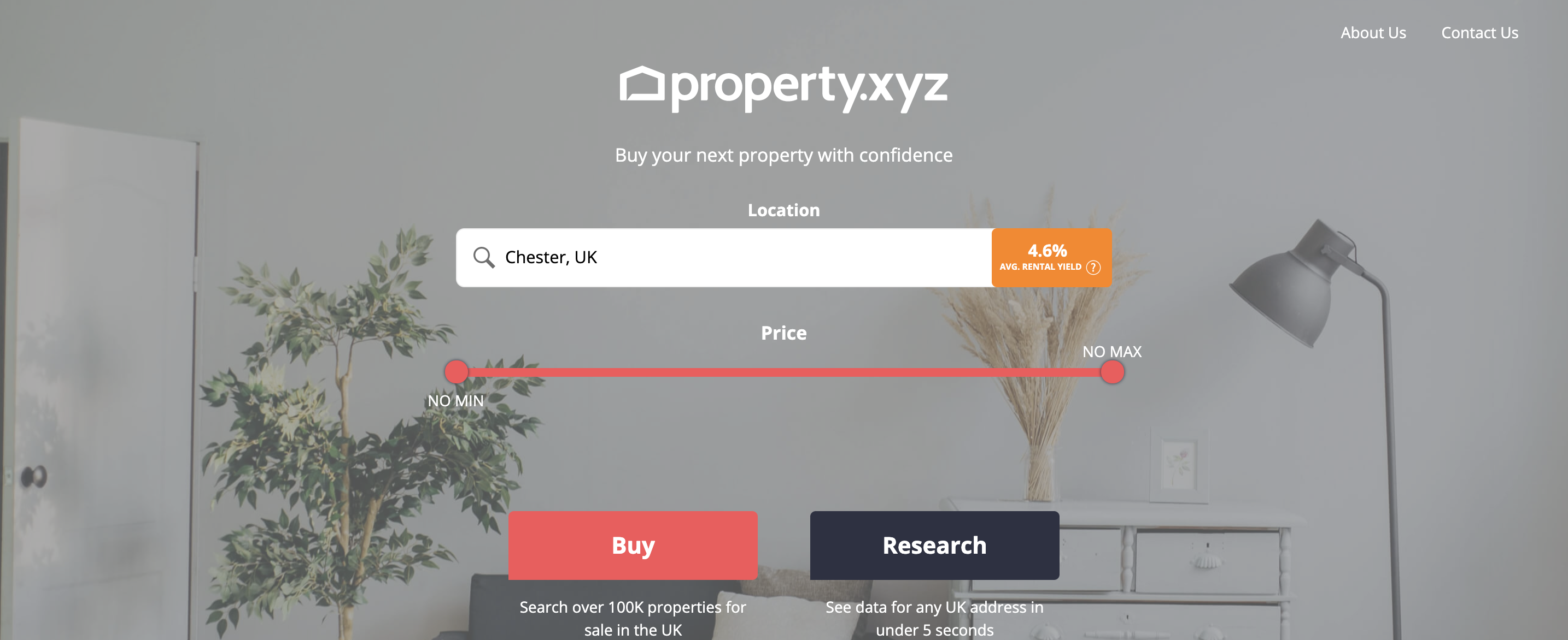property.xyz homepage screenshot