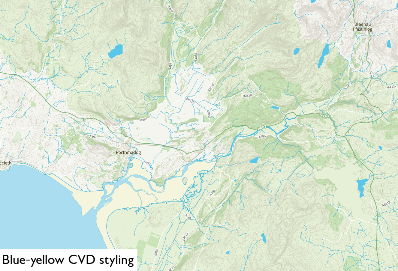 Image showing blue-yellow CVD styling on a rural map
