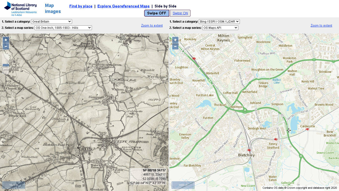Comparing the former rural landscape of Milton Keynes using the OS Revised New edition from 1904 with the OS Maps API.