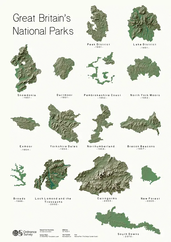 Image showing all 15 of Britain's National Parks