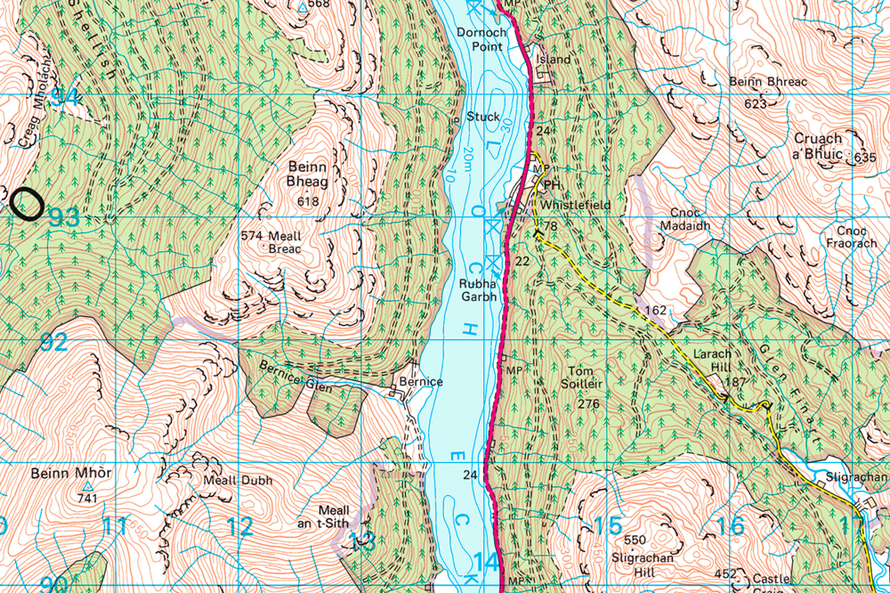 Map of Beinn-Mhor using 1:50 000 Scale Colour Raster