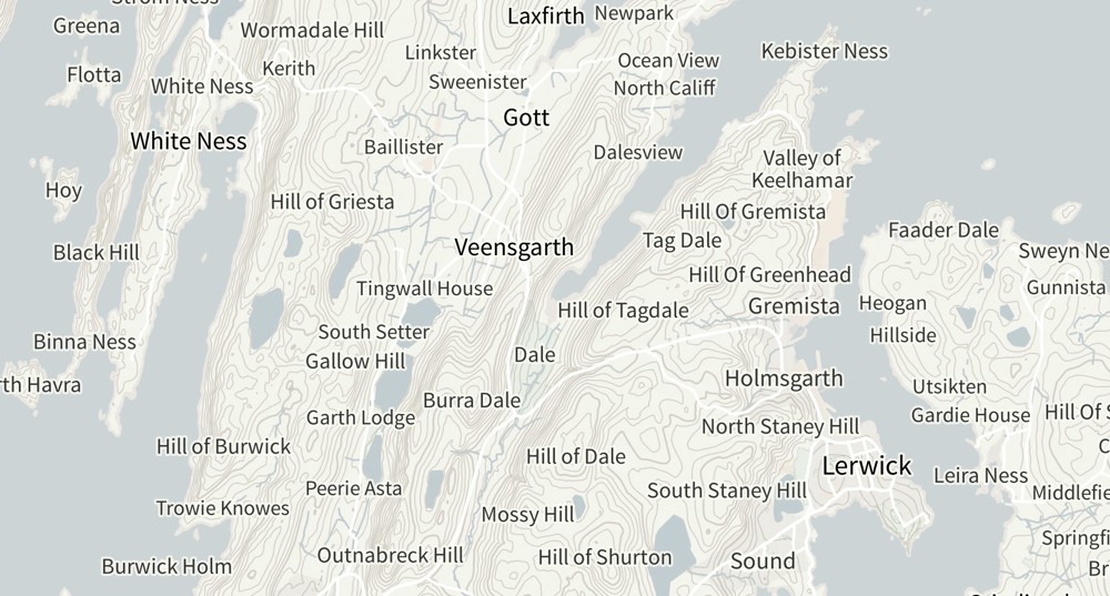 Map of Shetland using OS Open Names
