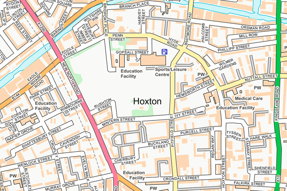 Map of Hoxton from Open Map - Local