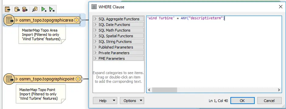 The first step is to extract the topographic area & topographic point features from the spatial database.