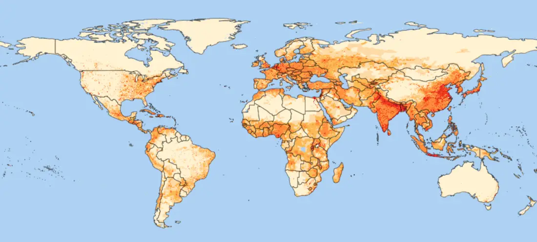 A raster image of population