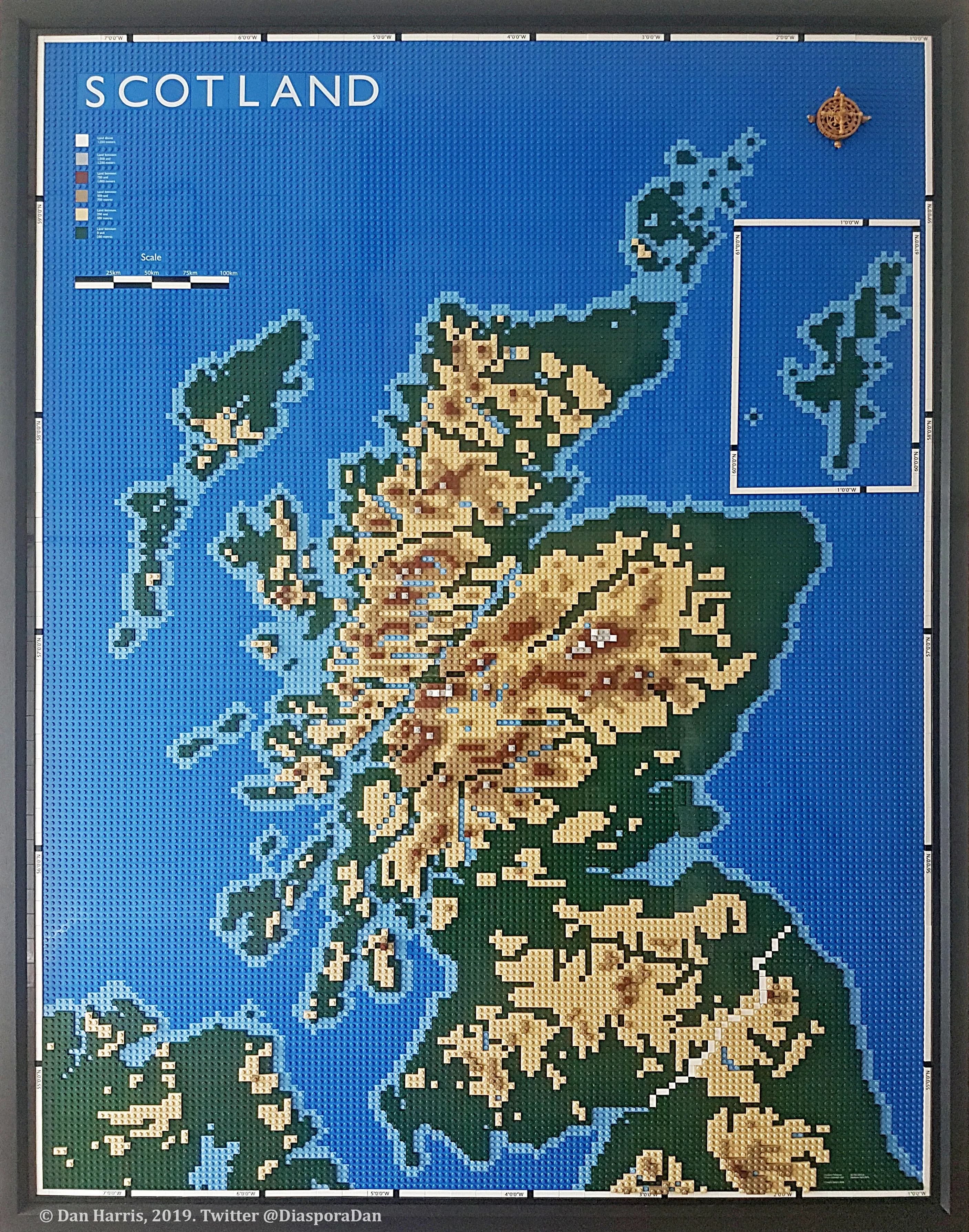 The full map of Scotland, built in Lego