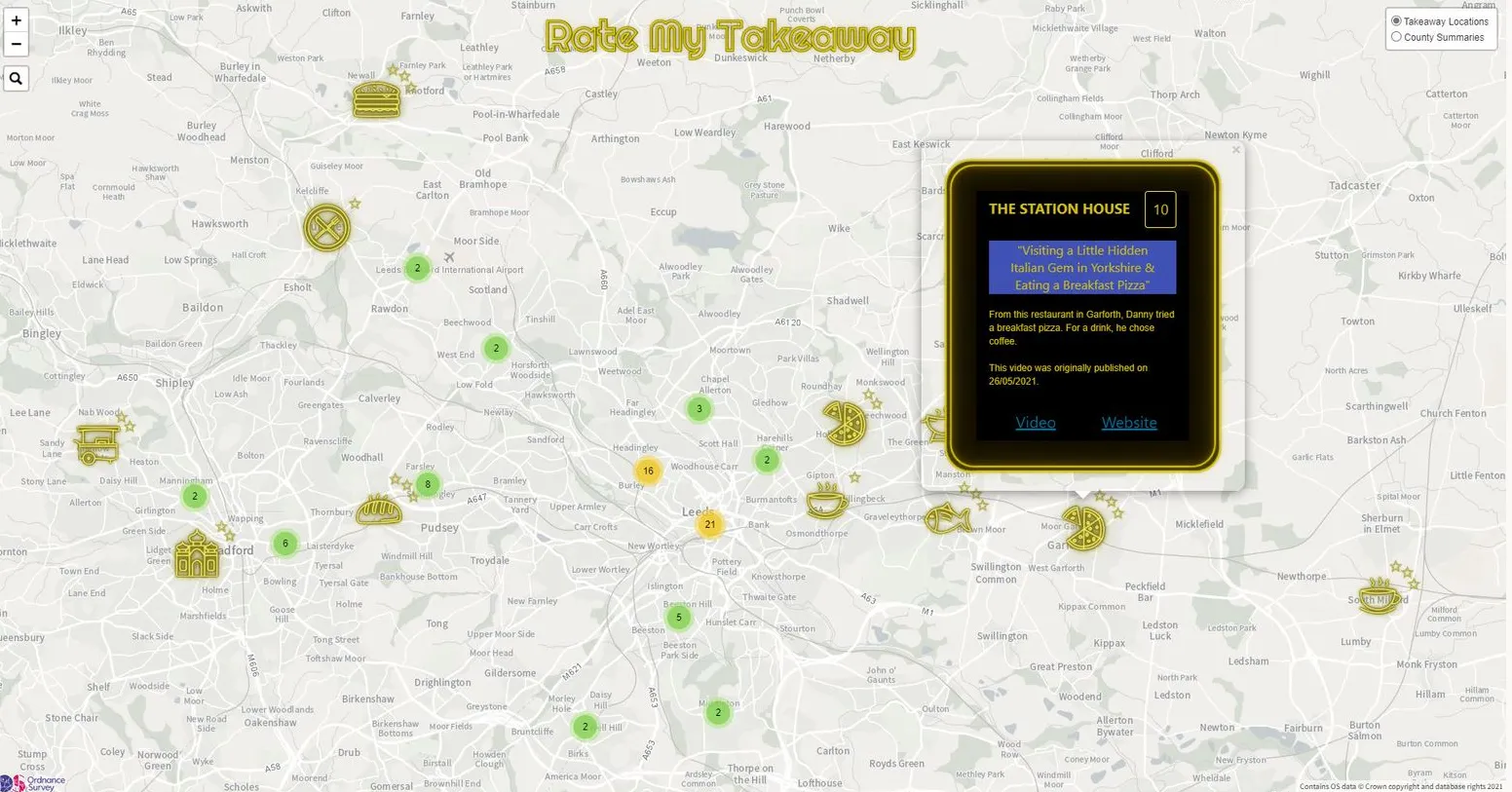 Screenshot of Rate My Takeaway interactive map