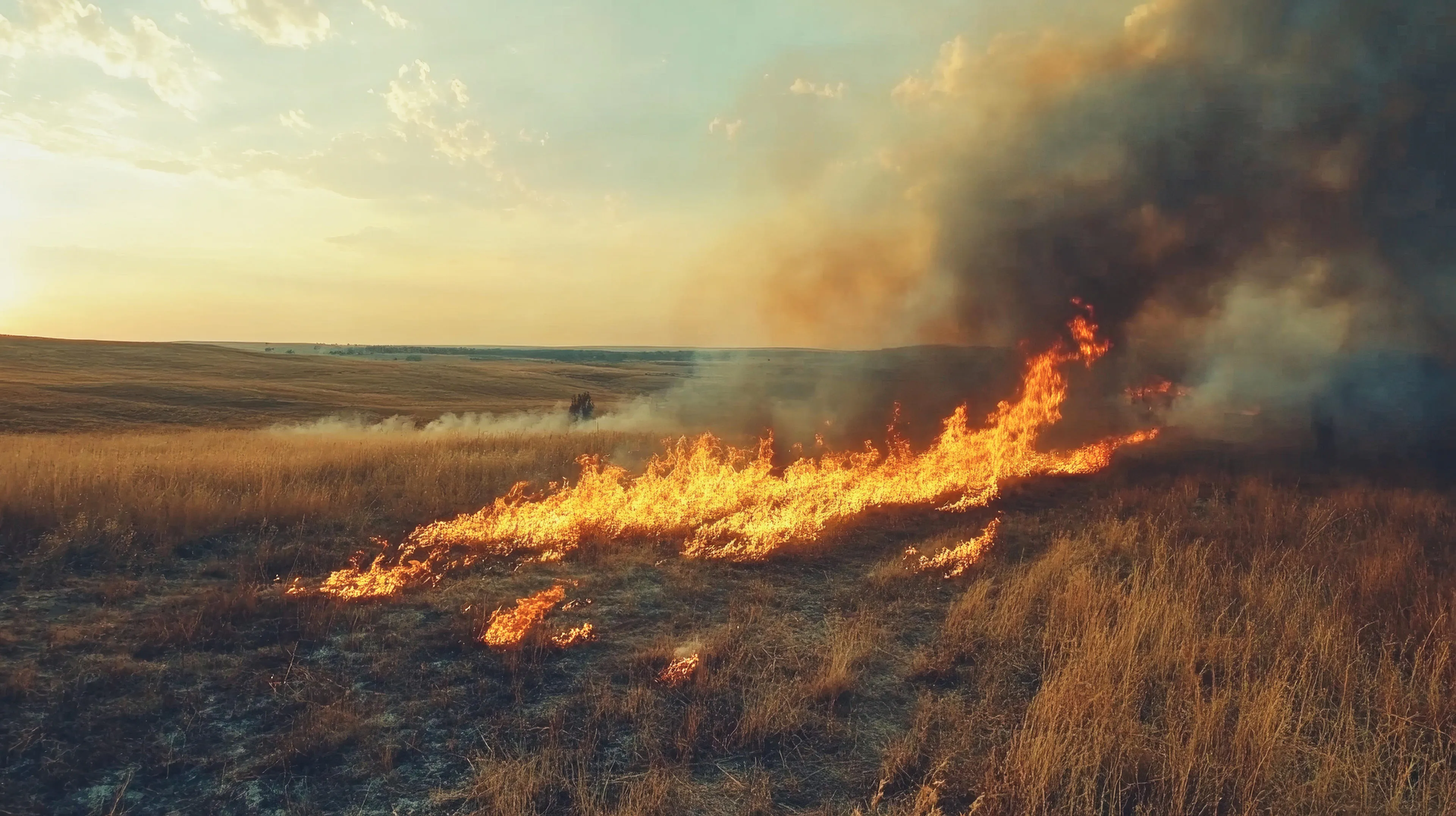 Wildfire on heathland