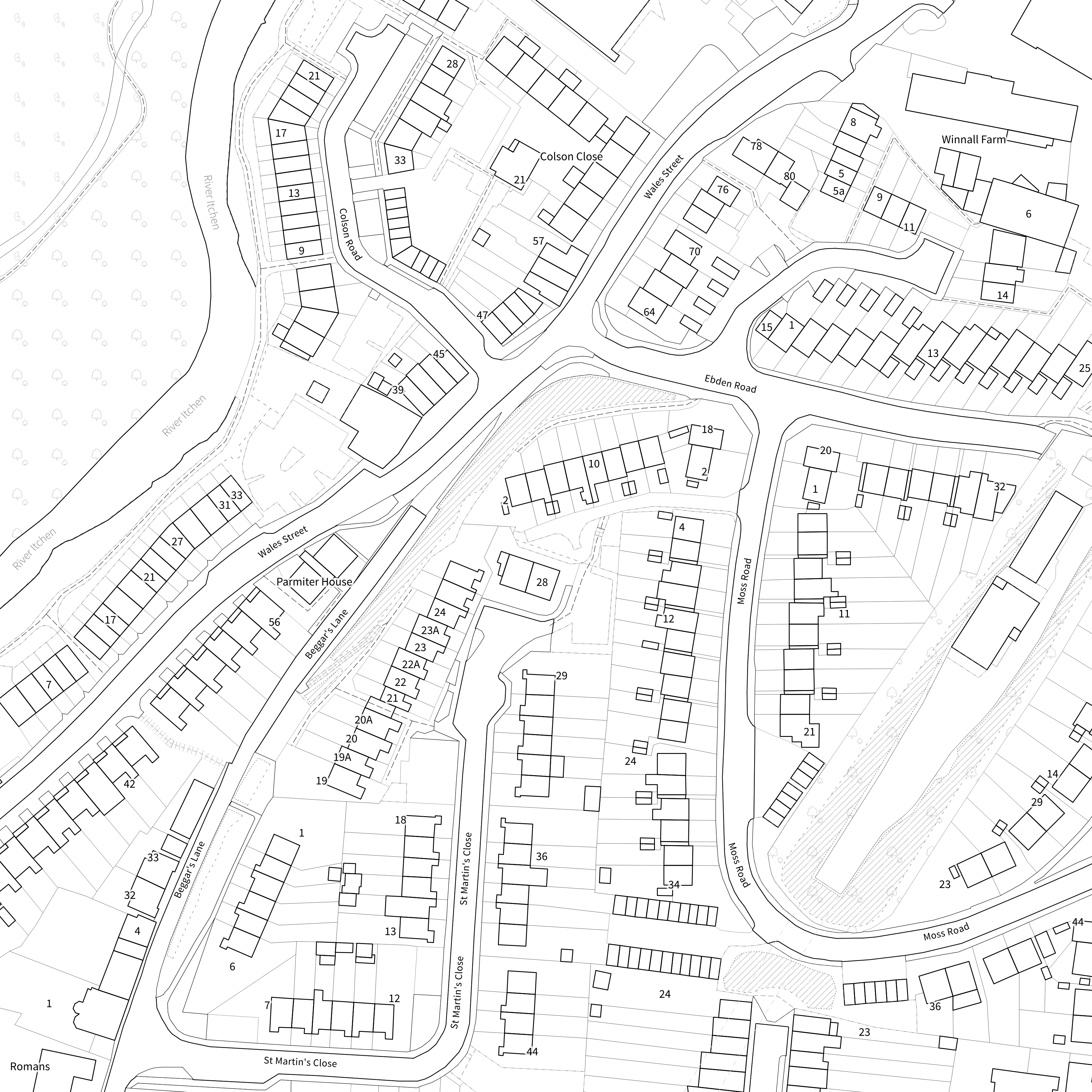 Black & White large scale NGD basemap.