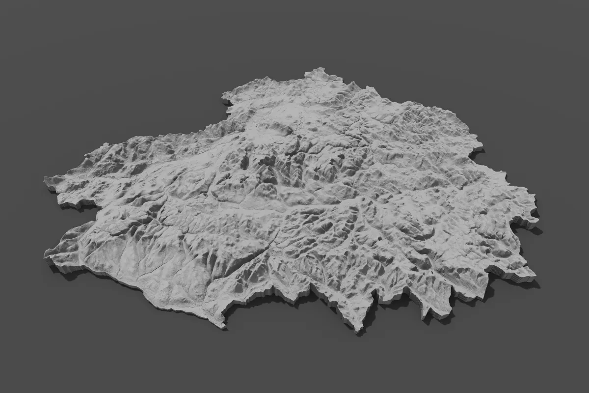 Simple black and white 3D render in Aerialod.