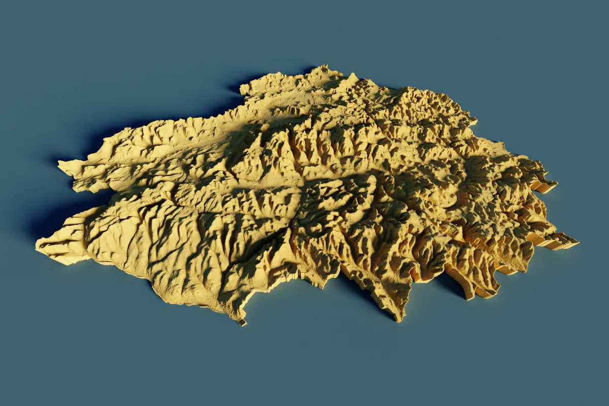 3D render of the Cairngorms National Park.
