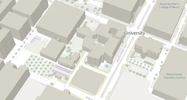 Example of a custom style and addition of details including trees, yellow lines and parking bays