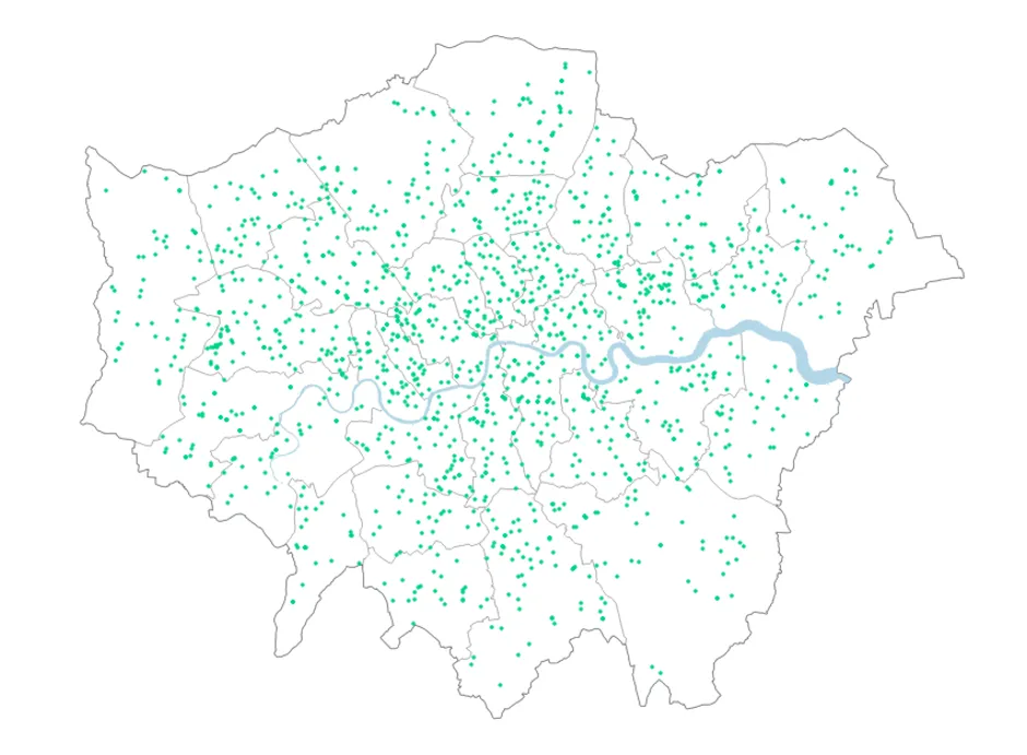 Example of a one-to-one dot density maps