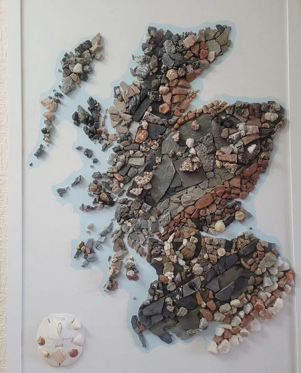 Map of Scotland made out of different rocks