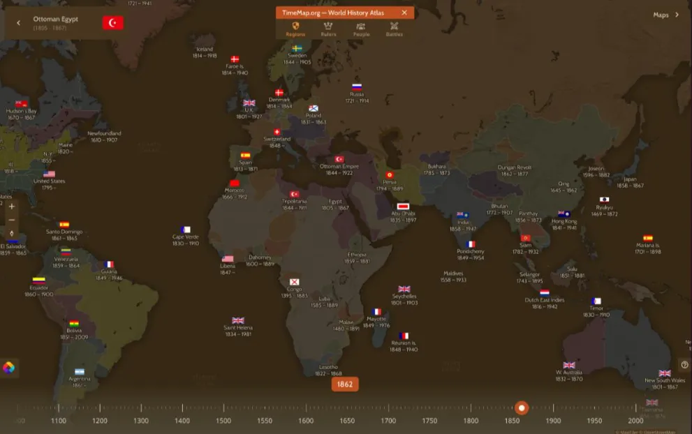 Interactive timemap of the world