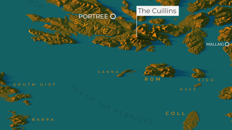 Map showing The Cuillins
